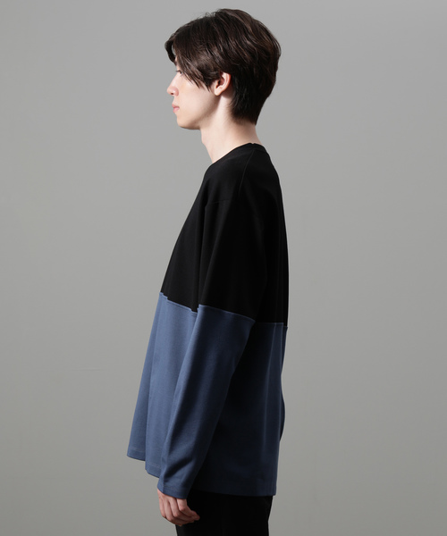 JUNRED(ジュンレッド)の「ポンチクルーネック切替ロンT(Tシャツ/カットソー・メンズ・ブラック系その他/ベージュ系その他/オレンジ系その他・S/M/L)」の5枚目の写真