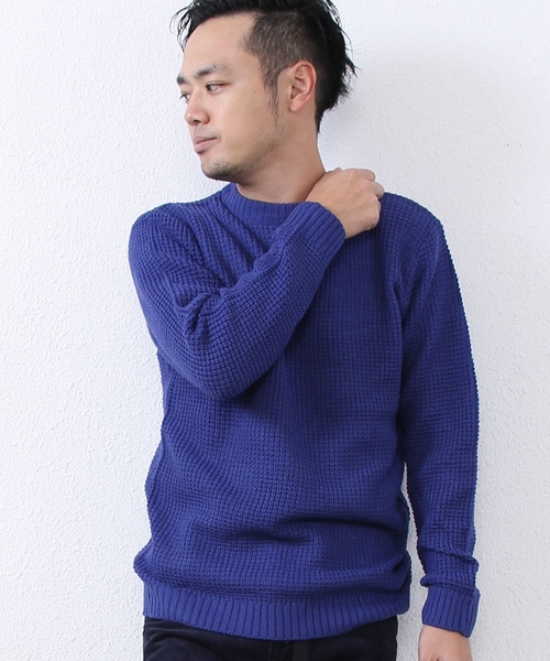 coen（コーエン）の「ワッフルニットクルーネックプルオーバー（ニット/セーター・メンズ・ホワイト/ブラック/コバルトブルー・MEDIUM/SMALL/X-LARGE/LARGE）」の3枚目の写真