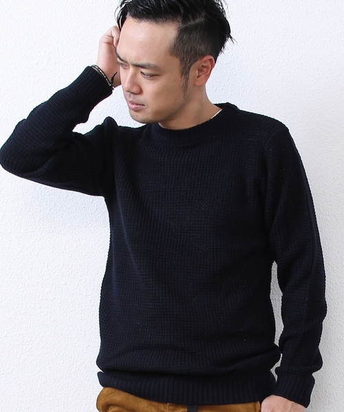 coen（コーエン）の「ワッフルニットクルーネックプルオーバー（ニット/セーター・メンズ・ホワイト/ブラック/コバルトブルー・MEDIUM/SMALL/X-LARGE/LARGE）」の2枚目の写真