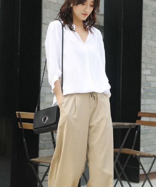 Doula Doula(ドゥーラドゥーラ)の「バンドカラーシャツ(シャツ/ブラウス・レディース・ホワイト/ブラック・FREE)」の3枚目の写真