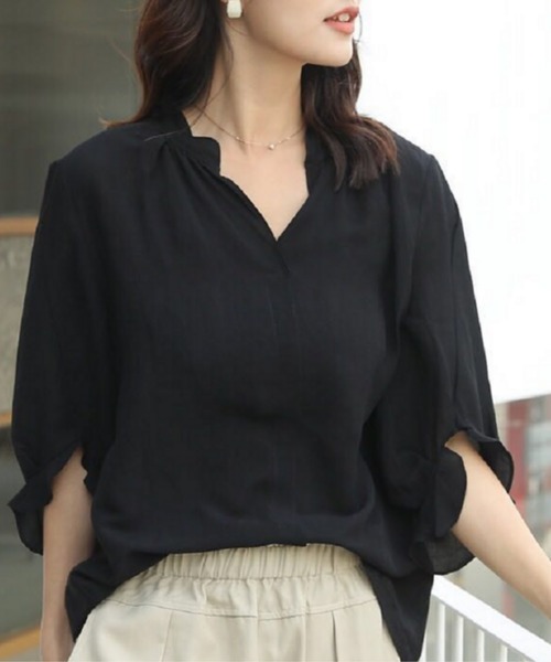 Doula Doula(ドゥーラドゥーラ)の「バンドカラーシャツ(シャツ/ブラウス・レディース・ホワイト/ブラック・FREE)」の7枚目の写真