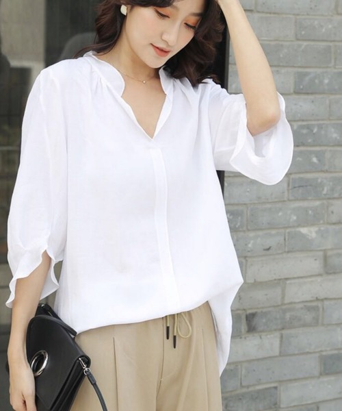 Doula Doula(ドゥーラドゥーラ)の「バンドカラーシャツ(シャツ/ブラウス・レディース・ホワイト/ブラック・FREE)」の9枚目の写真