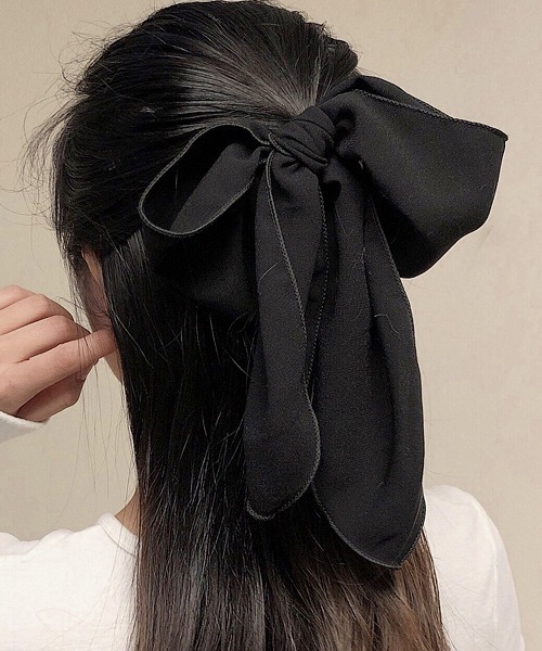 Fun & Daily（ファンアンドデイリー）の「F&D : ビッグリボンヘ アゴム（ヘアゴム・レディース・ブラック/ネイビー/レッド・FREE）」の5枚目の写真