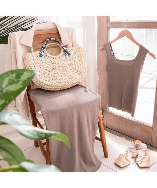 fifth（フィフス）の「スリーブレスリブニットセットアップ（セットアップ・レディース・ブラック/カーキ・MEDIUM）」の3枚目の写真