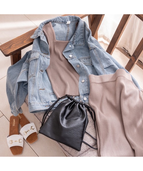 fifth（フィフス）の「スリーブレスリブニットセットアップ（セットアップ・レディース・ブラック/カーキ・MEDIUM）」の4枚目の写真