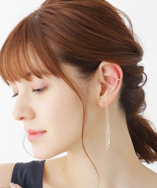 COCOSHNIK(ココシュニック)の「ミラーカットビーズ フリンジ スタッドピアス(ピアス(両耳用)・レディース・ホワイト系その他7・00)」の3枚目の写真