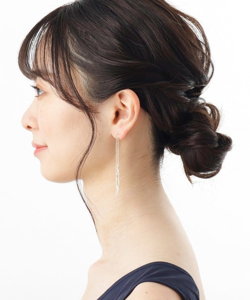 COCOSHNIK(ココシュニック)の「ミラーカットビーズ フリンジ スタッドピアス(ピアス(両耳用)・レディース・ホワイト系その他7・00)」の8枚目の写真