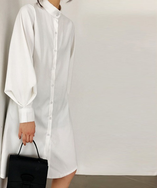 aimoha（アイモハ）の「ロングシャツワンピース（シャツ/ブラウス・レディース・ホワイト/ベージュ/ブルー・FREE/SMALL/X-LARGE/MEDIUM/LARGE）」の8枚目の写真