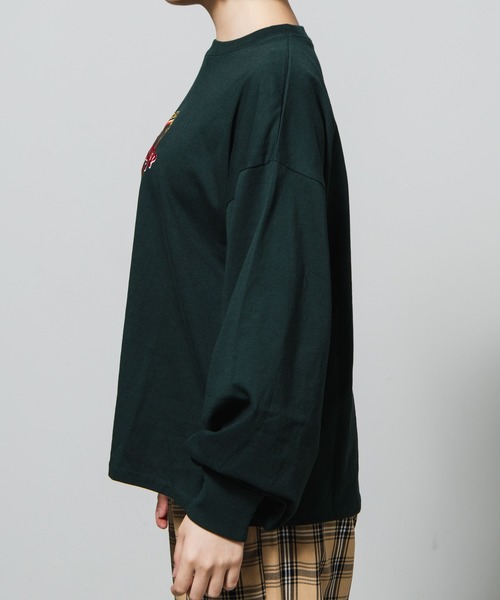 WEGO（ウィゴー）の「WEGO/ボリュームスリーブ刺繍ロンT（Tシャツ/カットソー・レディース・ダークグリーン/スミクロ・FREE）」の11枚目の写真