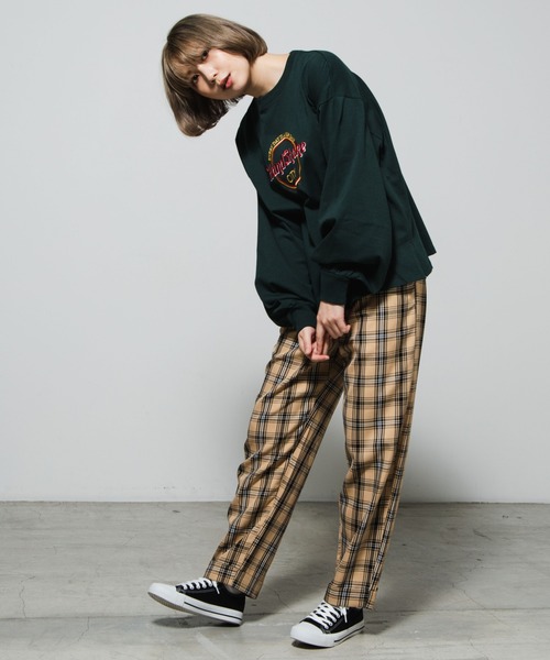 WEGO（ウィゴー）の「WEGO/ボリュームスリーブ刺繍ロンT（Tシャツ/カットソー・レディース・ダークグリーン/スミクロ・FREE）」の4枚目の写真