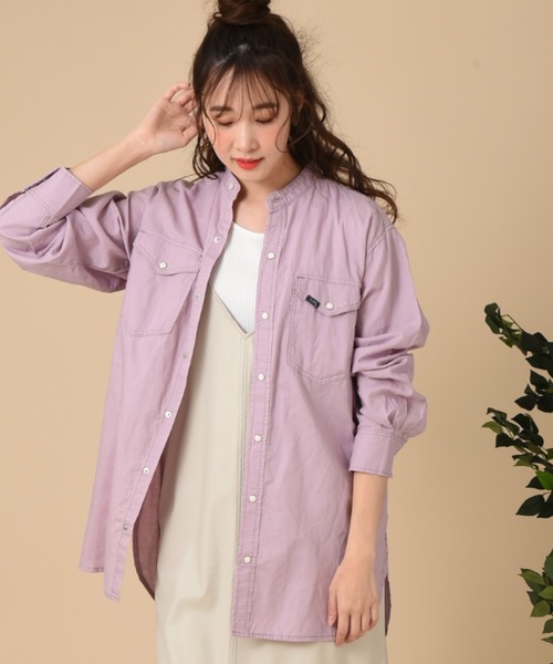 Lee（リー）の「【Lee】BAND COLLAR SHIRTS（シャツ/ブラウス・レディース・ブルー/ホワイト/パープル・FREE）」の3枚目の写真