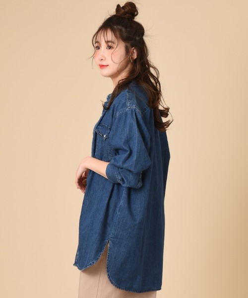 Lee（リー）の「【Lee】BAND COLLAR SHIRTS（シャツ/ブラウス・レディース・ブルー/ホワイト/パープル・FREE）」の20枚目の写真