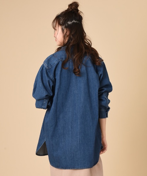 Lee（リー）の「【Lee】BAND COLLAR SHIRTS（シャツ/ブラウス・レディース・ブルー/ホワイト/パープル・FREE）」の19枚目の写真