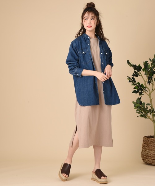 Lee（リー）の「【Lee】BAND COLLAR SHIRTS（シャツ/ブラウス・レディース・ブルー/ホワイト/パープル・FREE）」の17枚目の写真