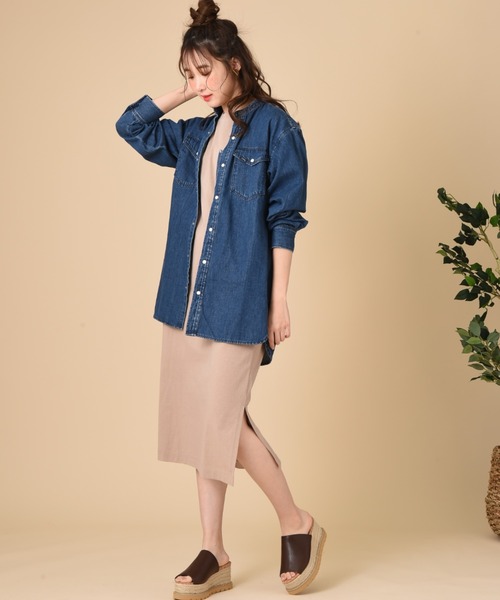 Lee（リー）の「【Lee】BAND COLLAR SHIRTS（シャツ/ブラウス・レディース・ブルー/ホワイト/パープル・FREE）」の16枚目の写真