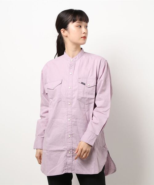 Lee（リー）の「【Lee】BAND COLLAR SHIRTS（シャツ/ブラウス・レディース・ブルー/ホワイト/パープル・FREE）」の6枚目の写真