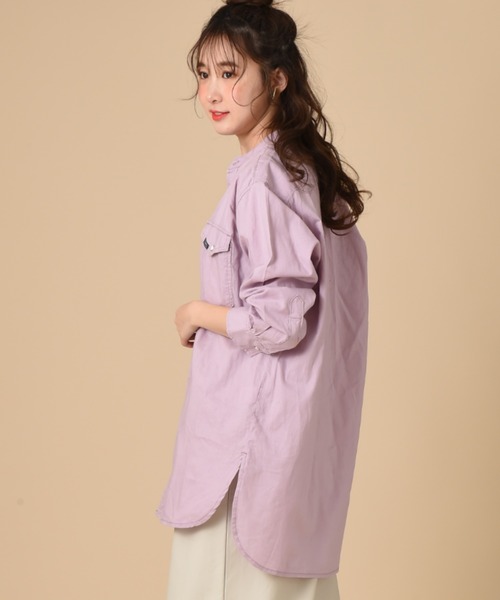 Lee（リー）の「【Lee】BAND COLLAR SHIRTS（シャツ/ブラウス・レディース・ブルー/ホワイト/パープル・FREE）」の13枚目の写真