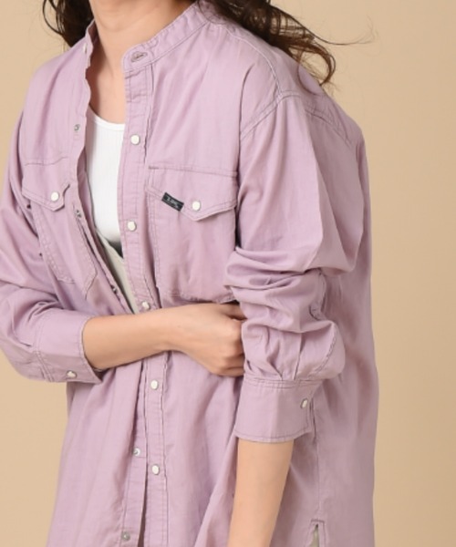Lee（リー）の「【Lee】BAND COLLAR SHIRTS（シャツ/ブラウス・レディース・ブルー/ホワイト/パープル・FREE）」の9枚目の写真