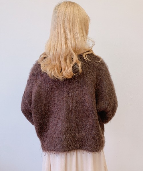 VANNIE U(ヴァニーユー)の「モヘアタッチ2WAYニットカーディガン(カーディガン/ボレロ・レディース・ブラウン/アイボリー/ブルー・FREE)」の21枚目の写真