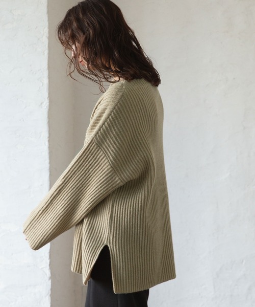 rectangle（レクタングル）の「ボートネックリブニット（ニット/セーター・レディース・グレイッシュベージュ/テラコッタ/アイボリー/ブルー/オリーブ/ブラック・FREE）」の9枚目の写真