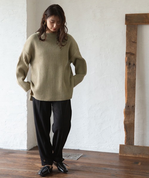 rectangle（レクタングル）の「ボートネックリブニット（ニット/セーター・レディース・グレイッシュベージュ/テラコッタ/アイボリー/ブルー/オリーブ/ブラック・FREE）」の11枚目の写真