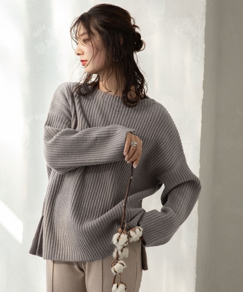 rectangle（レクタングル）の「ボートネックリブニット（ニット/セーター・レディース・グレイッシュベージュ/テラコッタ/アイボリー/ブルー/オリーブ/ブラック・FREE）」の12枚目の写真