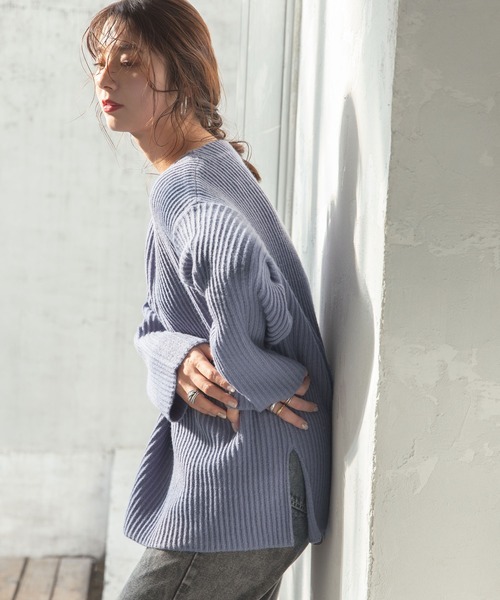 rectangle（レクタングル）の「ボートネックリブニット（ニット/セーター・レディース・グレイッシュベージュ/テラコッタ/アイボリー/ブルー/オリーブ/ブラック・FREE）」の17枚目の写真