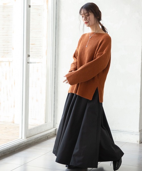 rectangle（レクタングル）の「ボートネックリブニット（ニット/セーター・レディース・グレイッシュベージュ/テラコッタ/アイボリー/ブルー/オリーブ/ブラック・FREE）」の18枚目の写真