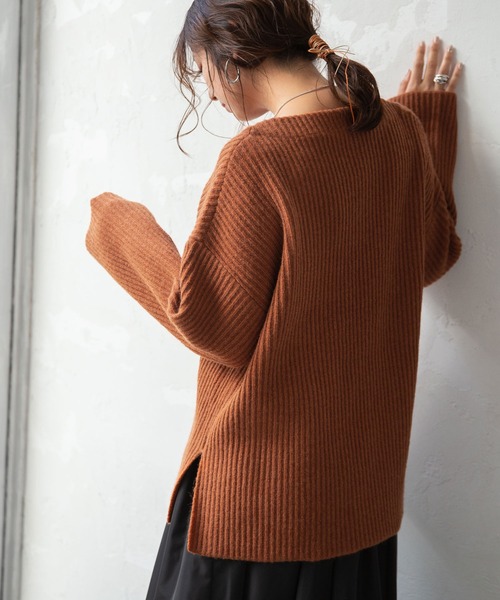 rectangle（レクタングル）の「ボートネックリブニット（ニット/セーター・レディース・グレイッシュベージュ/テラコッタ/アイボリー/ブルー/オリーブ/ブラック・FREE）」の19枚目の写真