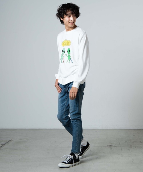 WEGO（ウィゴー）の「WEGO/エイリアンプリントプルオーバー（スウェット・メンズ・ホワイト/ブラック・MEDIUM/LARGE）」の8枚目の写真