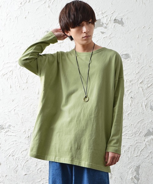 MinoriTY（マイノリティ）の「【MinoriTY】不思議色ロンT オーバーサイズ ロンT 長袖 ビッグシルエット 重ね着/レイヤード 秋服 メンズ 無地（Tシャツ/カットソー・メンズ・グリーン/ブラック/イエロー/グレー/ブルー/ホワイト/パープル/ベージュ・L/M）」の10枚目の写真