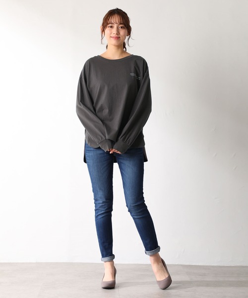 Honeys（ハニーズ）の「フォトプリントＴシャツ（Tシャツ/カットソー・レディース・オレンジ/サックスブルー/スミクロ/ホワイト系その他/オフホワイト・S/L/LL/M）」の7枚目の写真