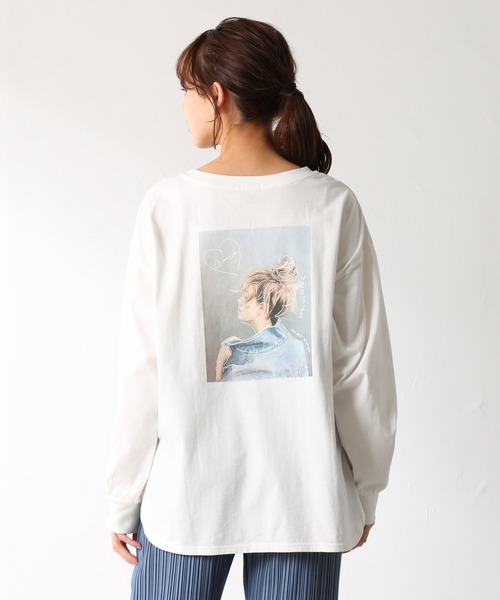 Honeys（ハニーズ）の「フォトプリントＴシャツ（Tシャツ/カットソー・レディース・オレンジ/サックスブルー/スミクロ/ホワイト系その他/オフホワイト・S/L/LL/M）」の11枚目の写真