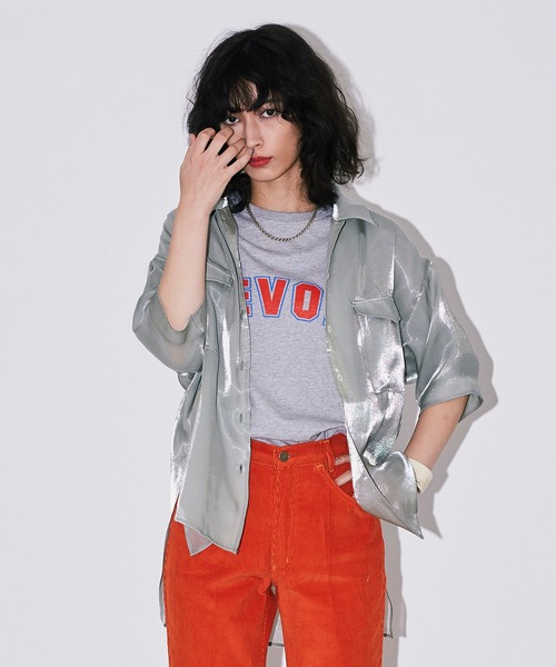 Bonjour Girl（ボンジュールガール）の「シースルー オーガンジー半袖シャツ（シャツ/ブラウス・レディース・アイボリー/グリーン/ピンク・FREE）」の9枚目の写真