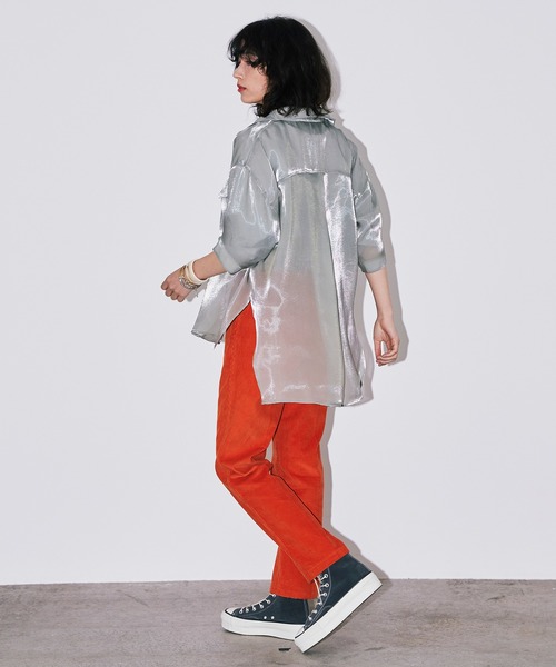 Bonjour Girl（ボンジュールガール）の「シースルー オーガンジー半袖シャツ（シャツ/ブラウス・レディース・アイボリー/グリーン/ピンク・FREE）」の10枚目の写真