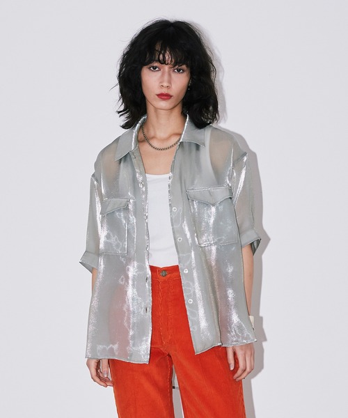 Bonjour Girl（ボンジュールガール）の「シースルー オーガンジー半袖シャツ（シャツ/ブラウス・レディース・アイボリー/グリーン/ピンク・FREE）」の12枚目の写真