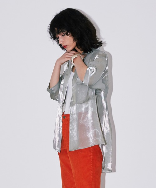 Bonjour Girl（ボンジュールガール）の「シースルー オーガンジー半袖シャツ（シャツ/ブラウス・レディース・アイボリー/グリーン/ピンク・FREE）」の13枚目の写真