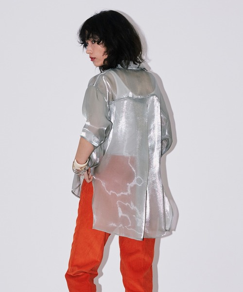 Bonjour Girl（ボンジュールガール）の「シースルー オーガンジー半袖シャツ（シャツ/ブラウス・レディース・アイボリー/グリーン/ピンク・FREE）」の14枚目の写真