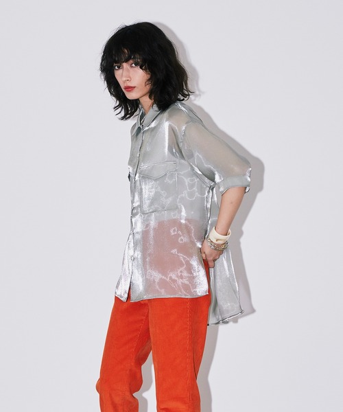 Bonjour Girl（ボンジュールガール）の「シースルー オーガンジー半袖シャツ（シャツ/ブラウス・レディース・アイボリー/グリーン/ピンク・FREE）」の16枚目の写真