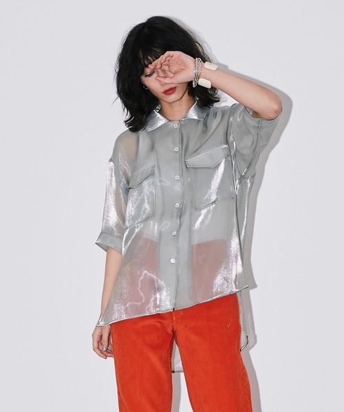 Bonjour Girl（ボンジュールガール）の「シースルー オーガンジー半袖シャツ（シャツ/ブラウス・レディース・アイボリー/グリーン/ピンク・FREE）」の17枚目の写真