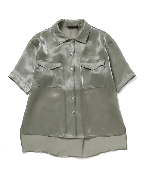 Bonjour Girl（ボンジュールガール）の「シースルー オーガンジー半袖シャツ（シャツ/ブラウス・レディース・アイボリー/グリーン/ピンク・FREE）」の21枚目の写真