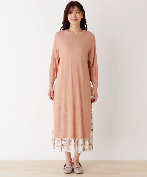 DRESKIP（ドレスキップ）の「◆【2点セット】シアーニットワンピース（ワンピース・レディース・ブラック/オフホワイト/サンドベージュ/ベビーピンク・02/03）」の5枚目の写真