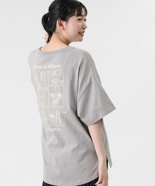 RAG MACHINE（ラグマシーン）の「【RAG MACHINE】イラストプリントＴシャツ（Tシャツ/カットソー・レディース・ライトグレー/オレンジ/オフホワイト・L/M）」の2枚目の写真