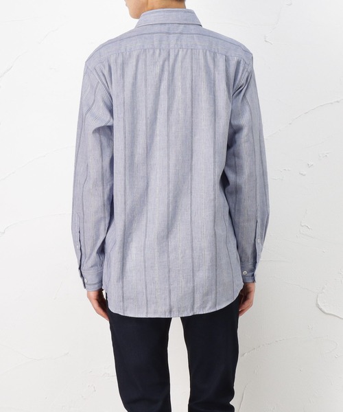 NAVY（ネイビー）の「ハイブリッドリネン 長袖シャツ ストライプ（シャツ/ブラウス・メンズ・ブルー/ホワイト・M/L/S/XL）」の17枚目の写真