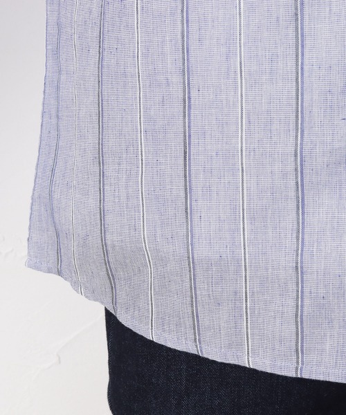 NAVY（ネイビー）の「ハイブリッドリネン 長袖シャツ ストライプ（シャツ/ブラウス・メンズ・ブルー/ホワイト・M/L/S/XL）」の14枚目の写真