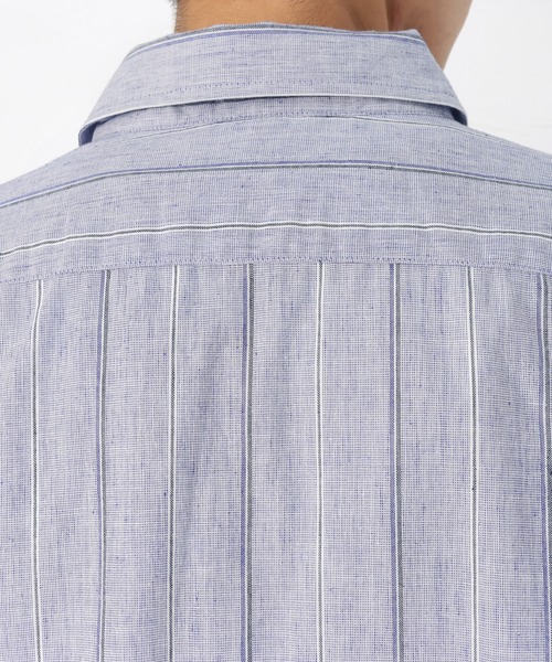 NAVY（ネイビー）の「ハイブリッドリネン 長袖シャツ ストライプ（シャツ/ブラウス・メンズ・ブルー/ホワイト・M/L/S/XL）」の11枚目の写真