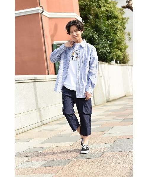 NAVY（ネイビー）の「ハイブリッドリネン 長袖シャツ ストライプ（シャツ/ブラウス・メンズ・ブルー/ホワイト・M/L/S/XL）」の15枚目の写真