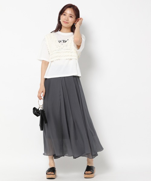 mysty woman（ミスティウーマン）の「デザインロゴTシャツ 947456（Tシャツ/カットソー・レディース・チャコールグレー/オフホワイト/ライム・FREE）」の8枚目の写真
