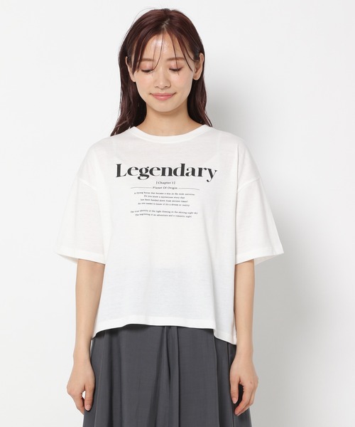 mysty woman（ミスティウーマン）の「デザインロゴTシャツ 947456（Tシャツ/カットソー・レディース・チャコールグレー/オフホワイト/ライム・FREE）」の4枚目の写真