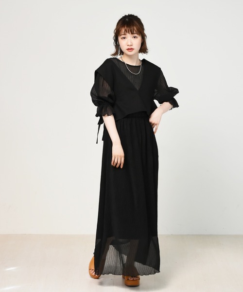 RETRO GIRL（レトロガール）の「【セットアイテム】ビスチェSETプリーツワンピ（ワンピース・レディース・ブラック/ブルー/ホワイト系その他・FREE）」の9枚目の写真